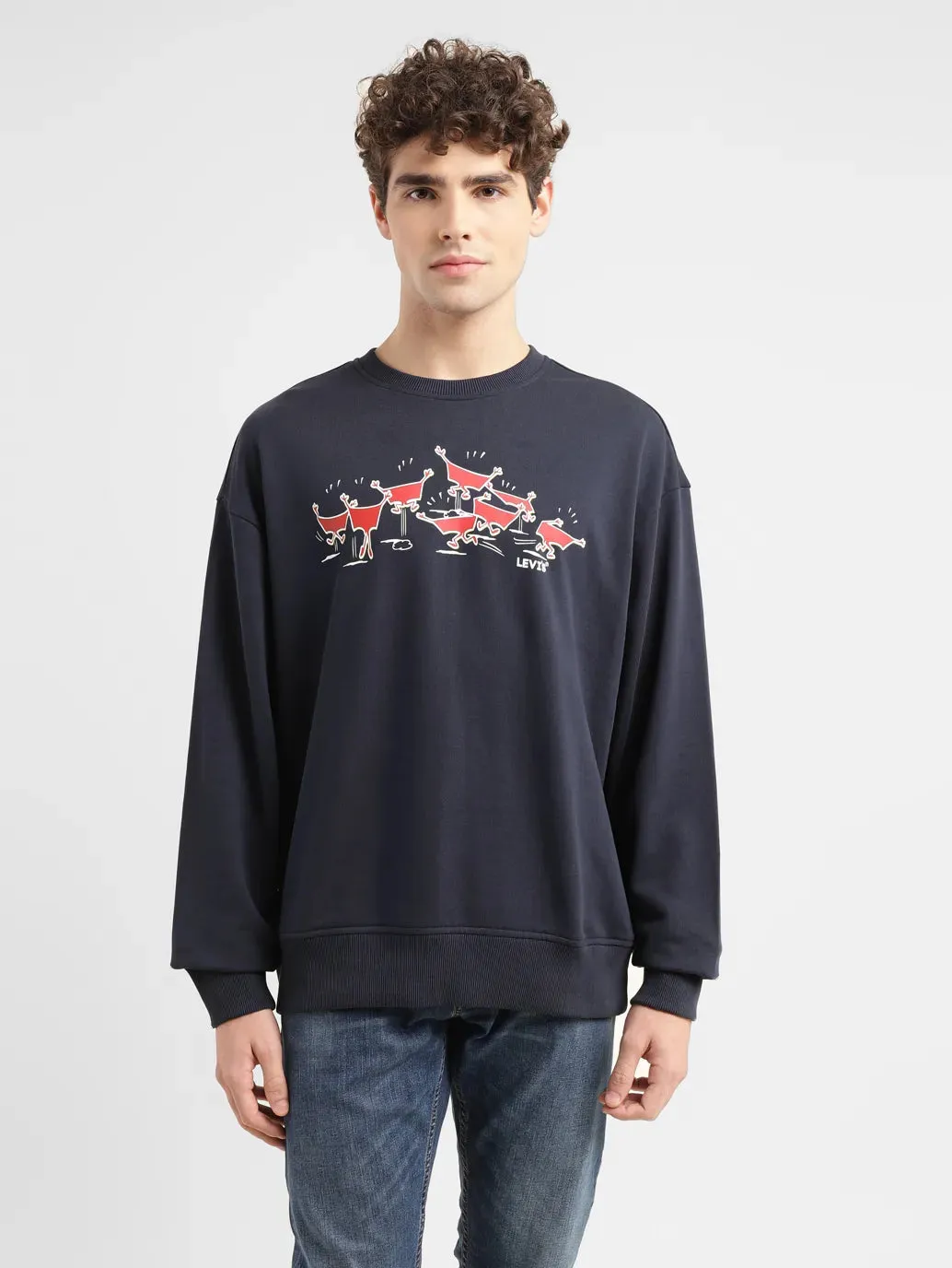 Men's Graphic Navy Crew Neck Sweatshirt