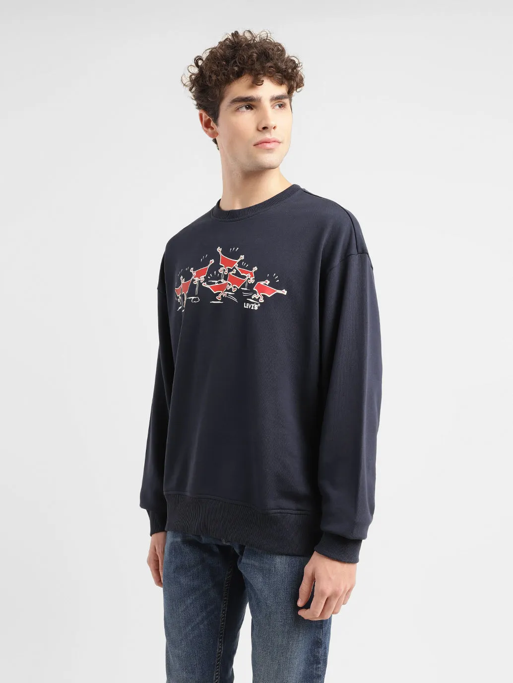 Men's Graphic Navy Crew Neck Sweatshirt