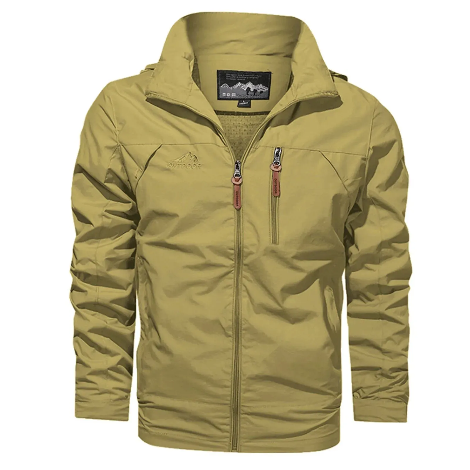 Men's Spring & Autumn Windbreaker Jacket – Windproof Waterproof Casual Outdoor Coat with Detachable Hood