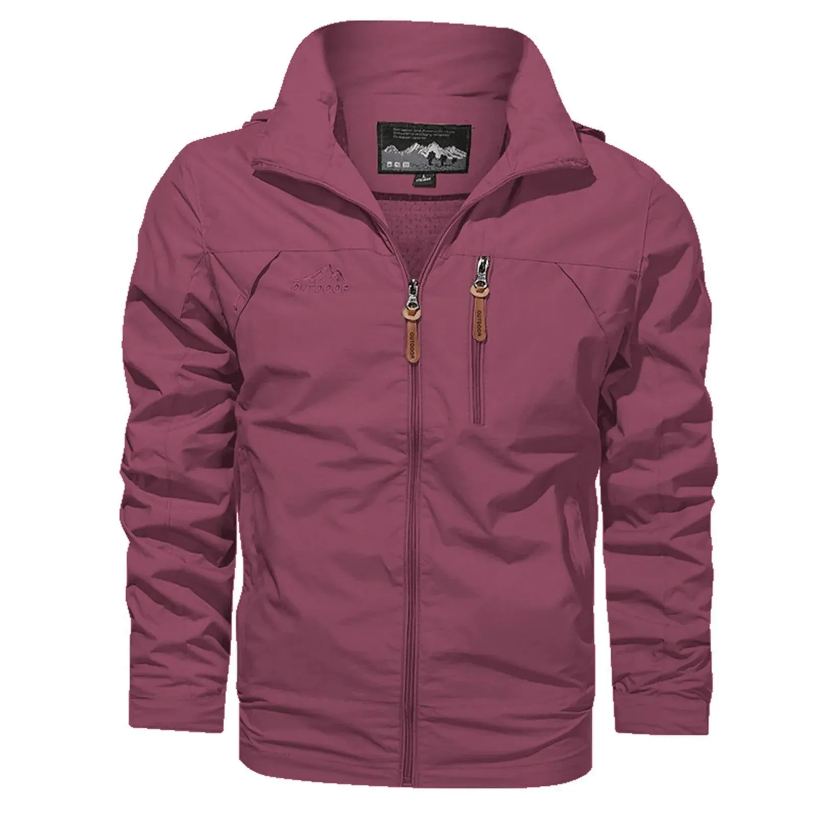 Men's Spring & Autumn Windbreaker Jacket – Windproof Waterproof Casual Outdoor Coat with Detachable Hood