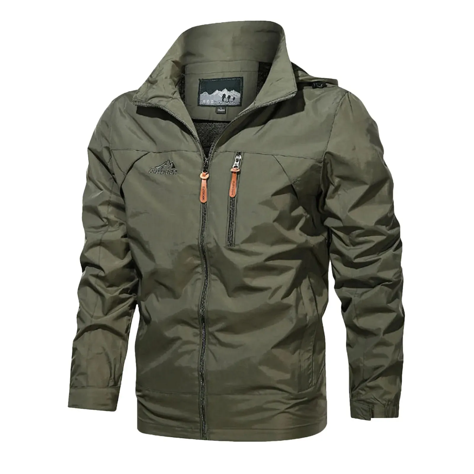 Men's Spring & Autumn Windbreaker Jacket – Windproof Waterproof Casual Outdoor Coat with Detachable Hood