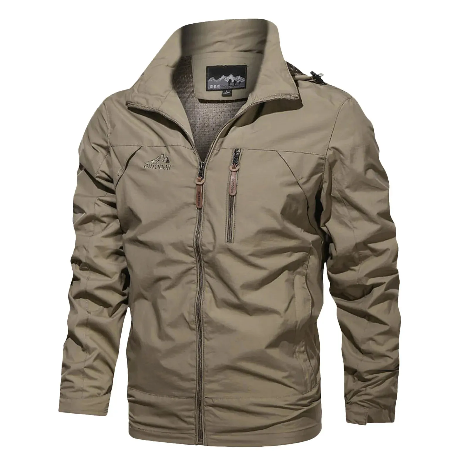 Men's Spring & Autumn Windbreaker Jacket – Windproof Waterproof Casual Outdoor Coat with Detachable Hood