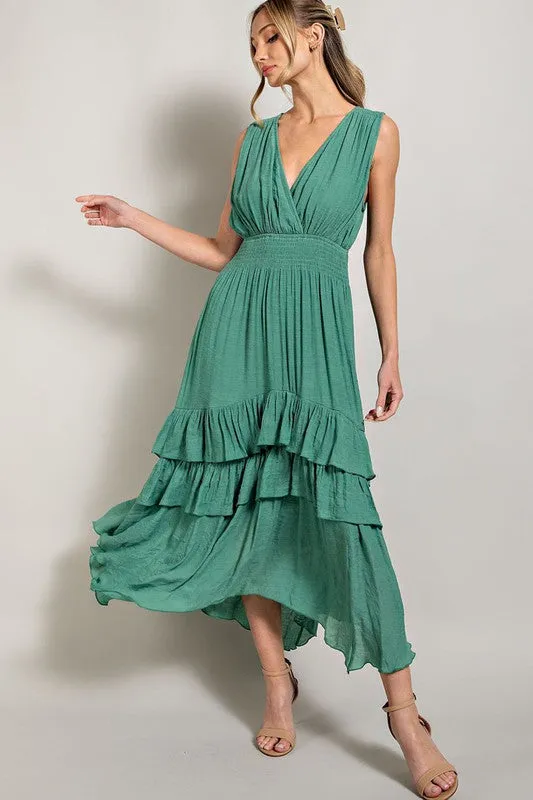 Myla V-Neck Ruffle Maxi Dress