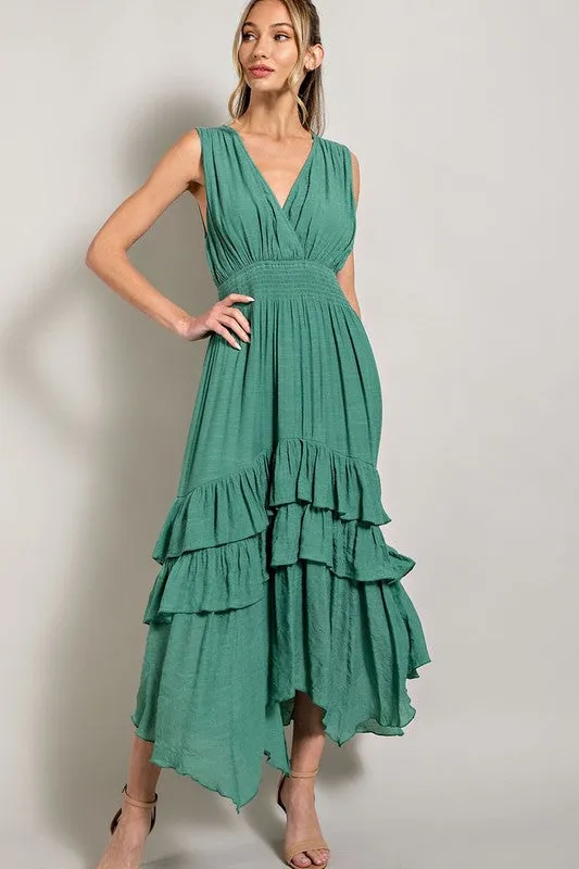 Myla V-Neck Ruffle Maxi Dress