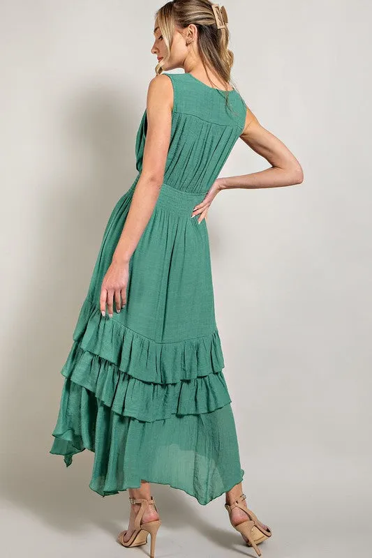 Myla V-Neck Ruffle Maxi Dress