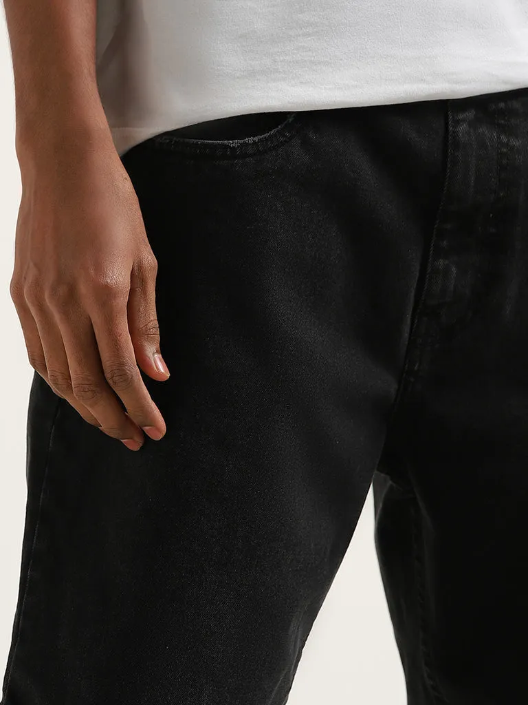 Nuon Charcoal Relaxed-Fit Mid-Rise Denim Shorts