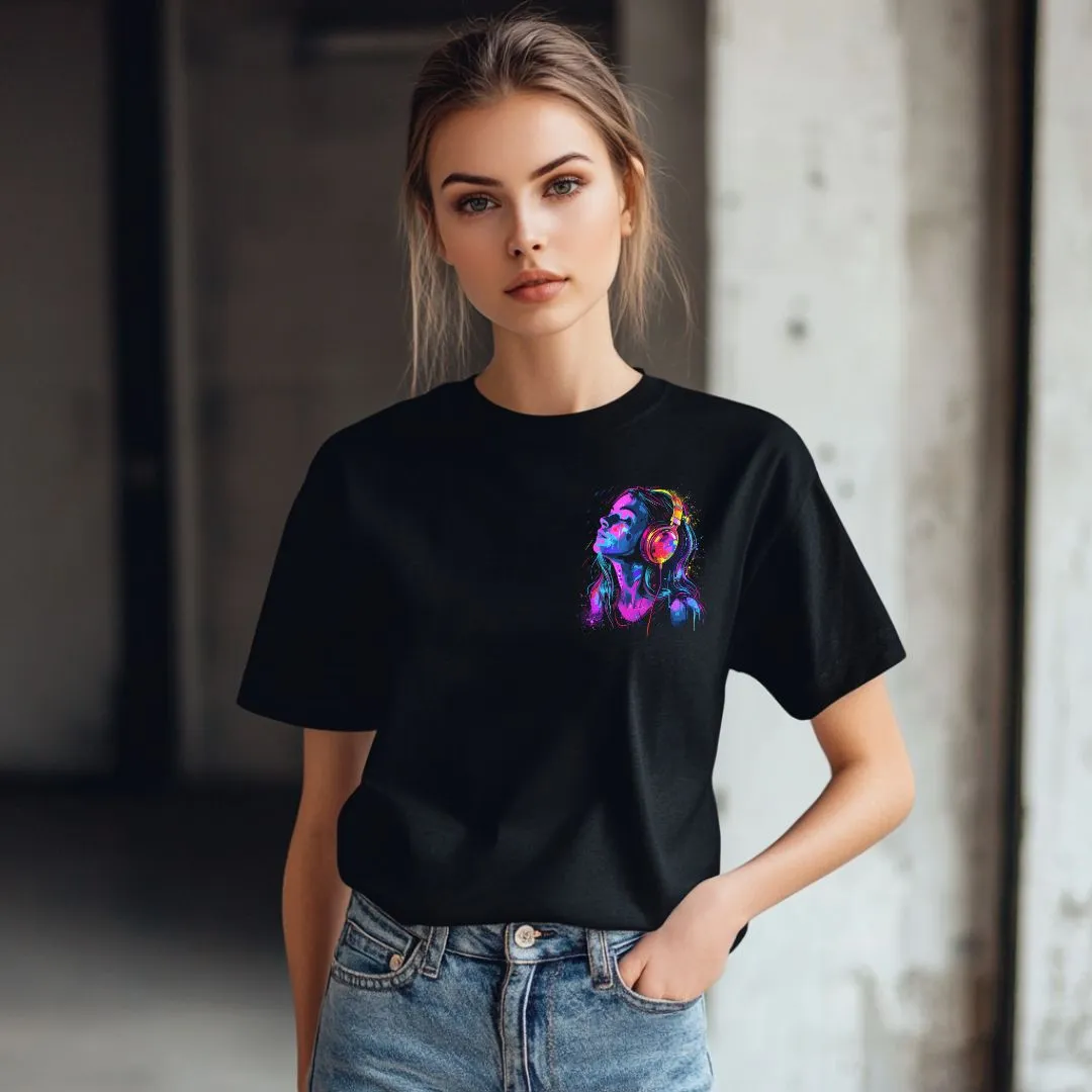 On a Call with My Playlist Trendy Neon Design -Women's Oversized Cotton T-Shirt
