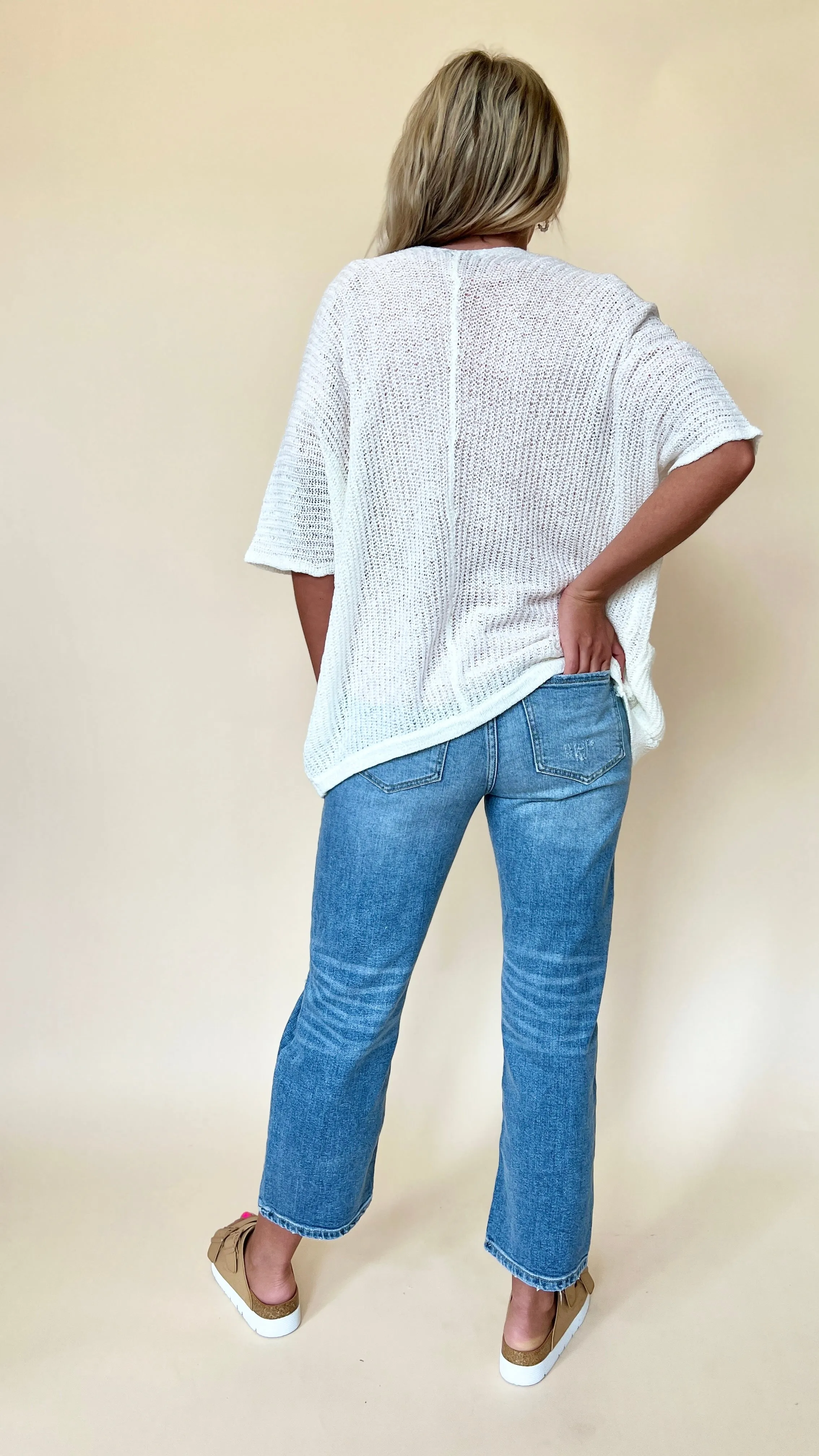 Open Weave Sweater Cardi w/Pockets