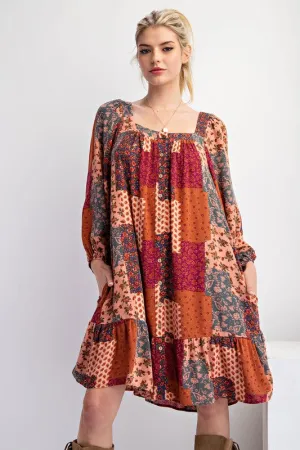 Patchwork Gauze Woven Dress
