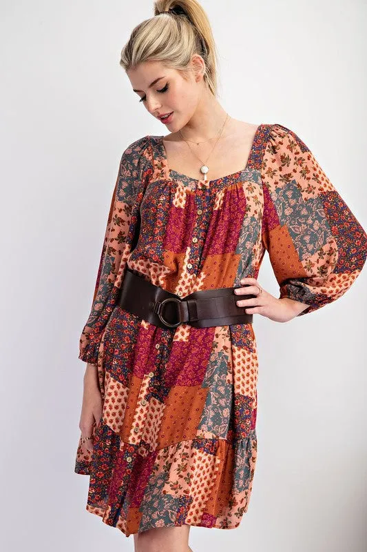 Patchwork Gauze Woven Dress