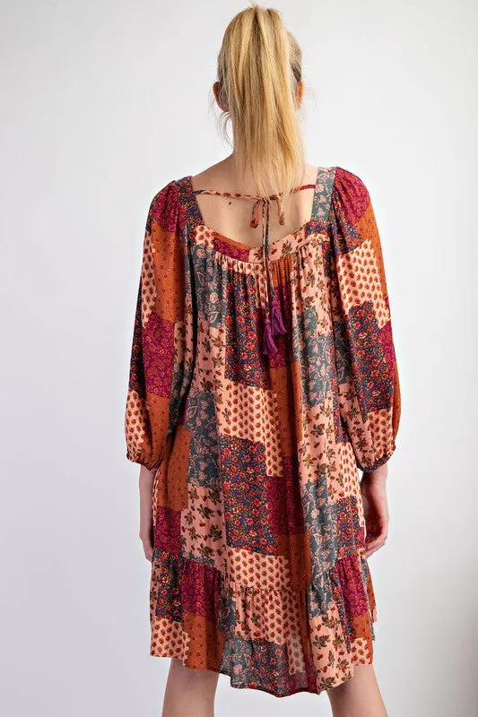 Patchwork Gauze Woven Dress