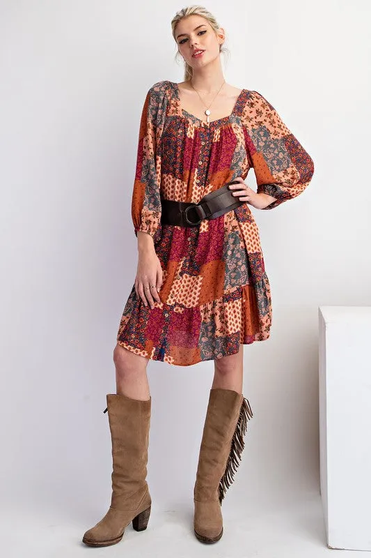 Patchwork Gauze Woven Dress