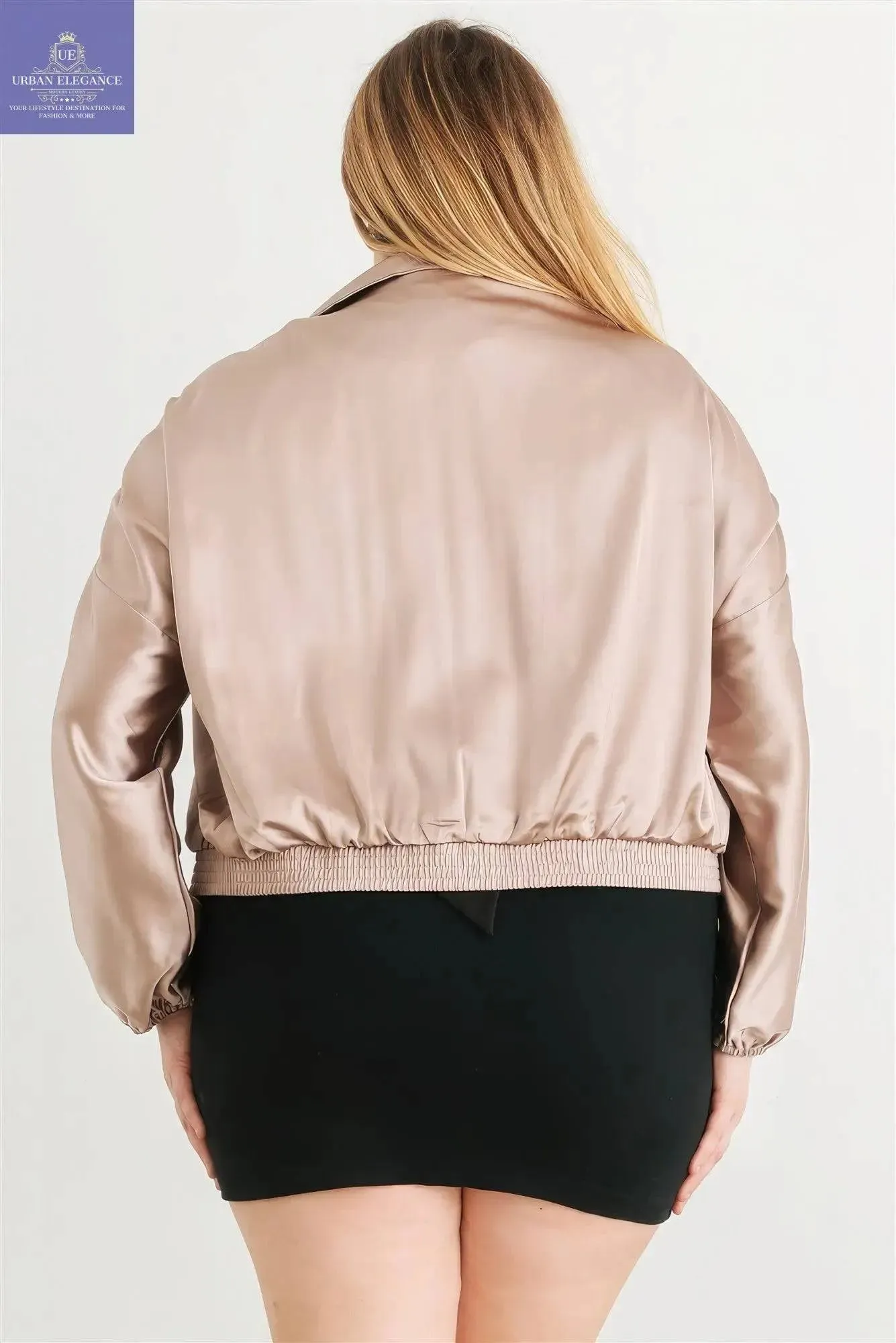 Plus Satin Cropped Bomber Jacket