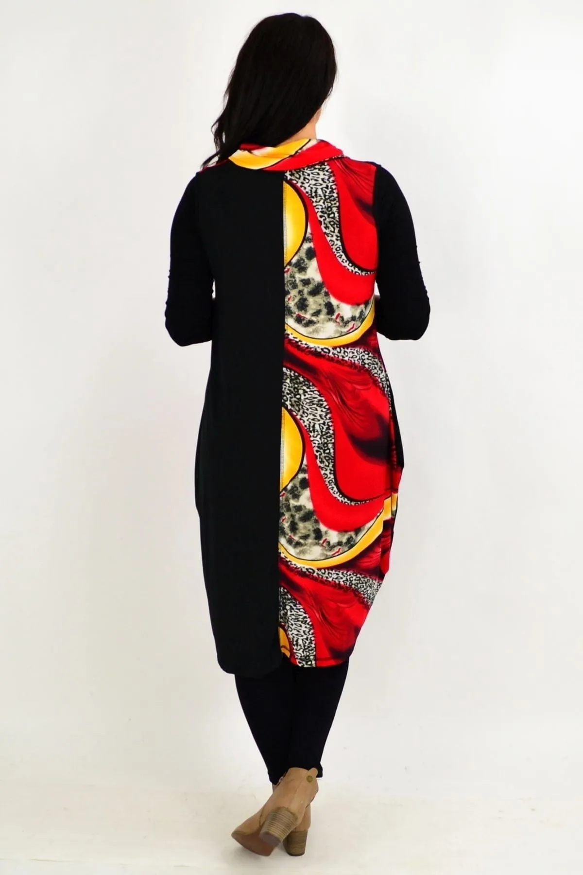 Red Leopard Print Sleeveless Tunic Dress