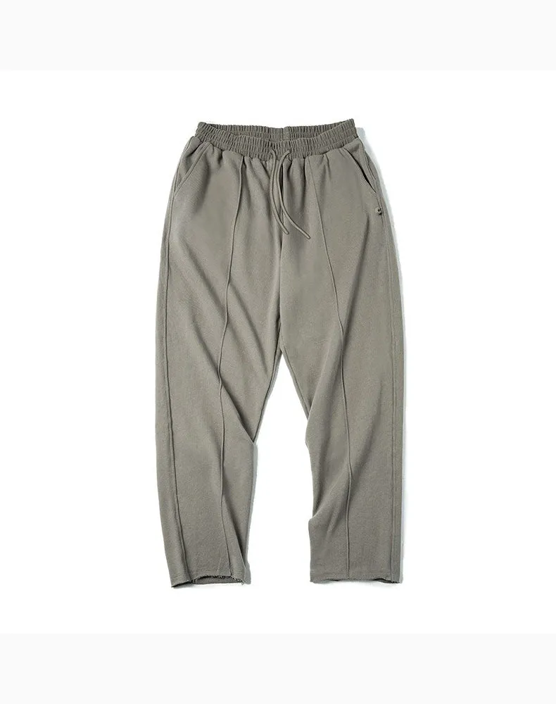 Retro Tapered Knit Stretch Gray Drape Casual Men's Trousers