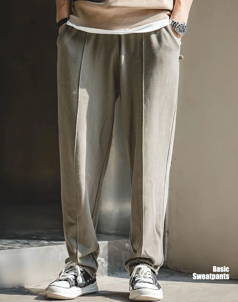Retro Tapered Knit Stretch Gray Drape Casual Men's Trousers