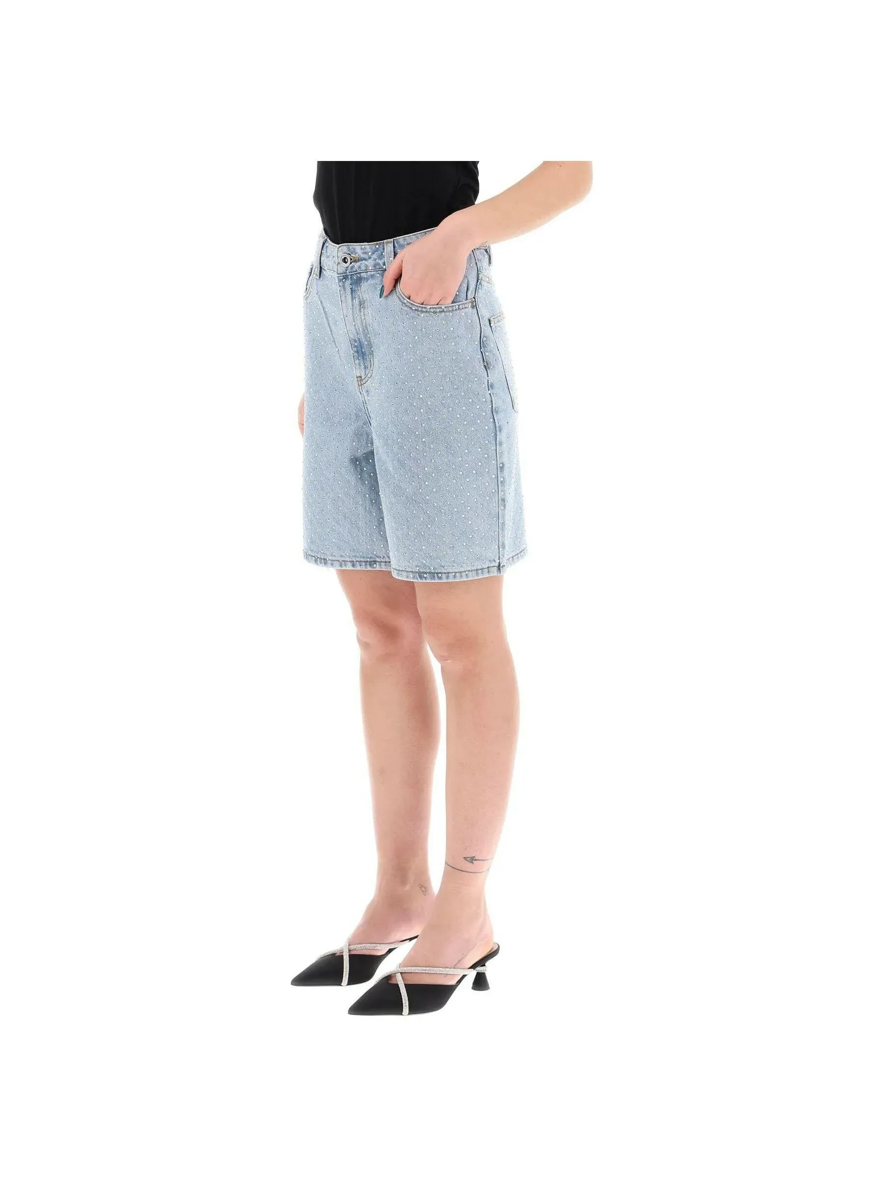 Rhinestone Embellished Denim Shorts