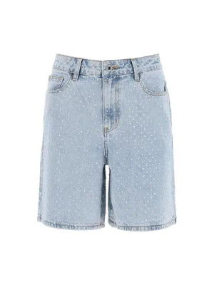 Rhinestone Embellished Denim Shorts