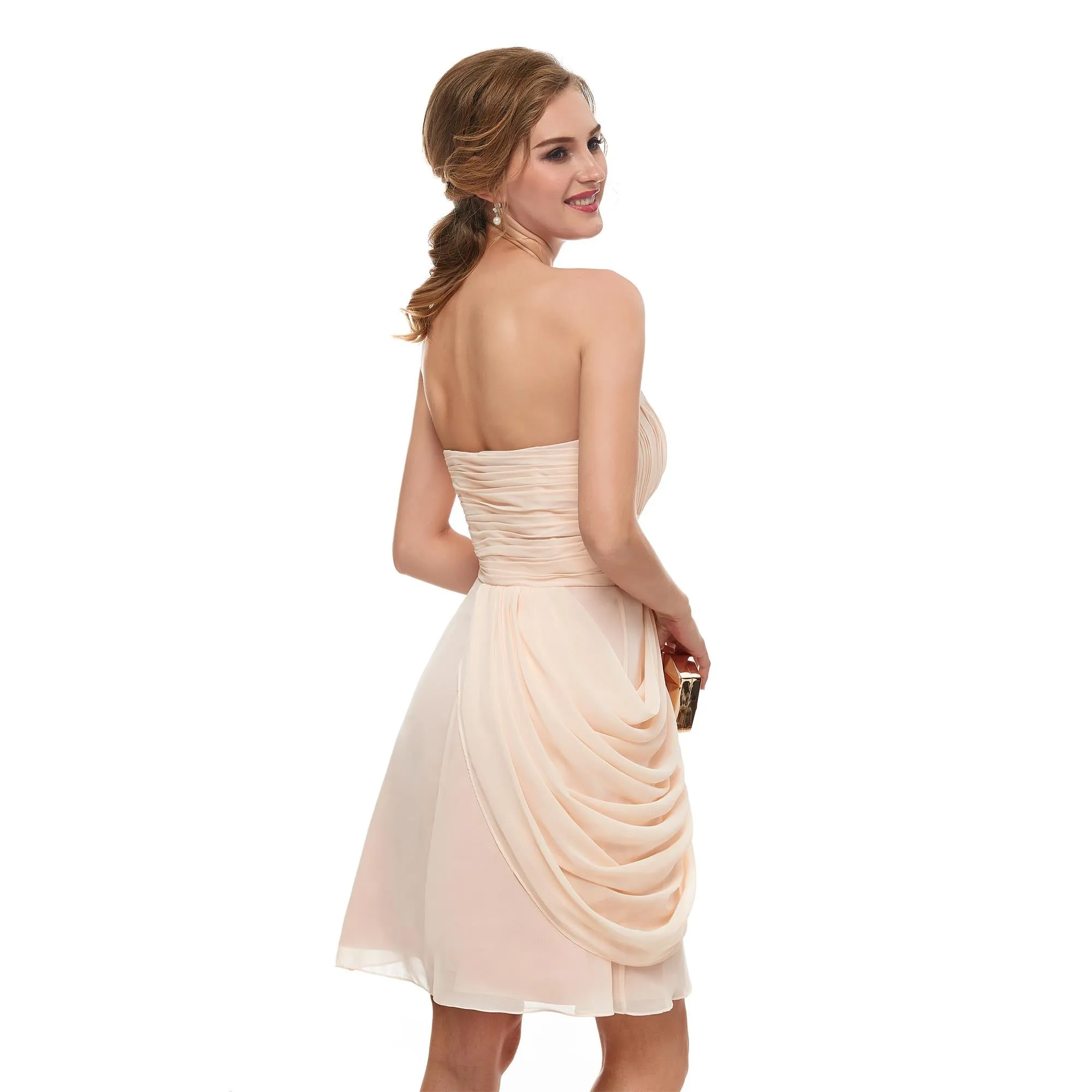 Ruffles Strapless Chiffon Sleeveless Short Prom Dress Homecoming Dress 9-13669