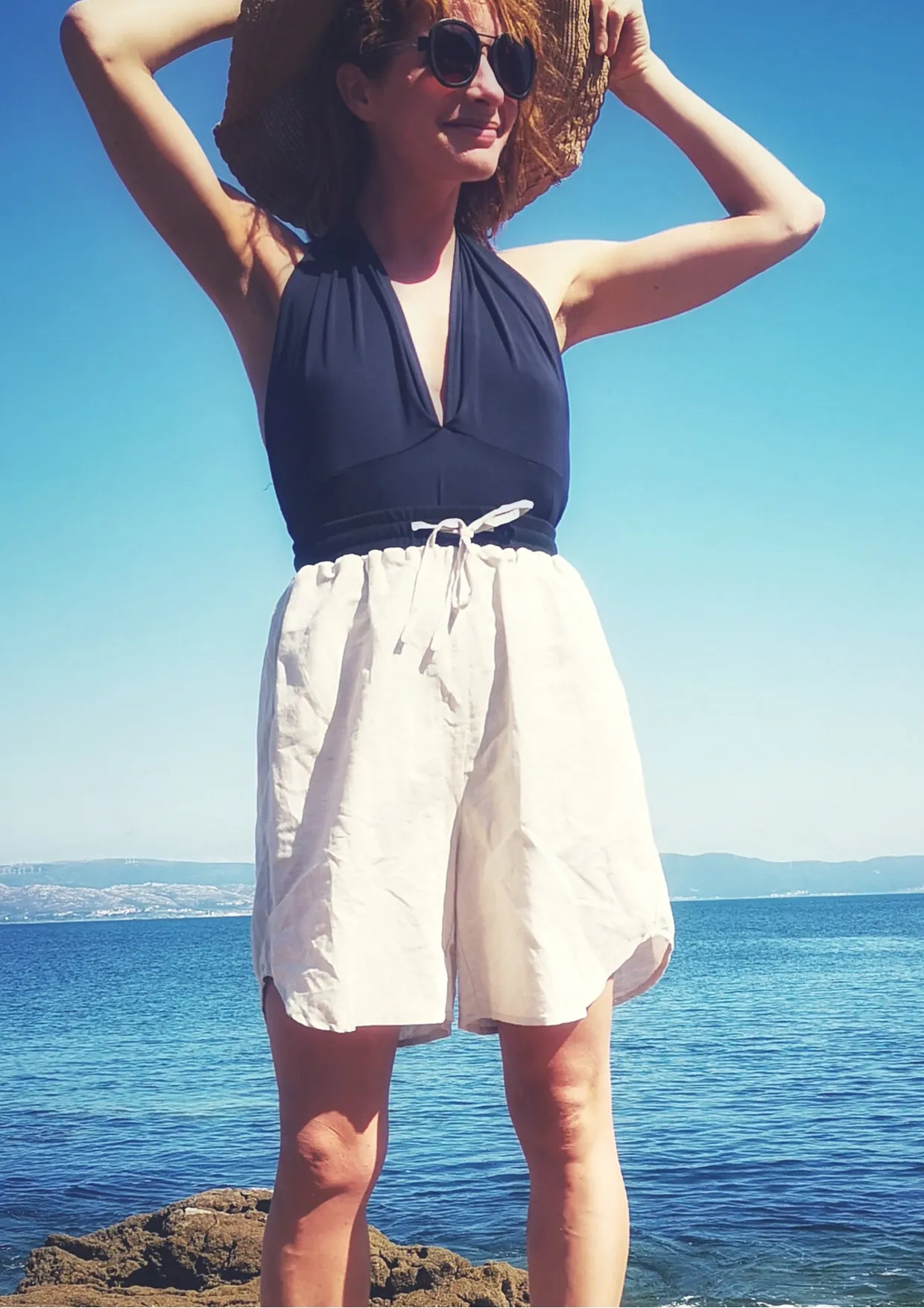 SHORTS HIGH WAIST WIDE - LINEN natural white