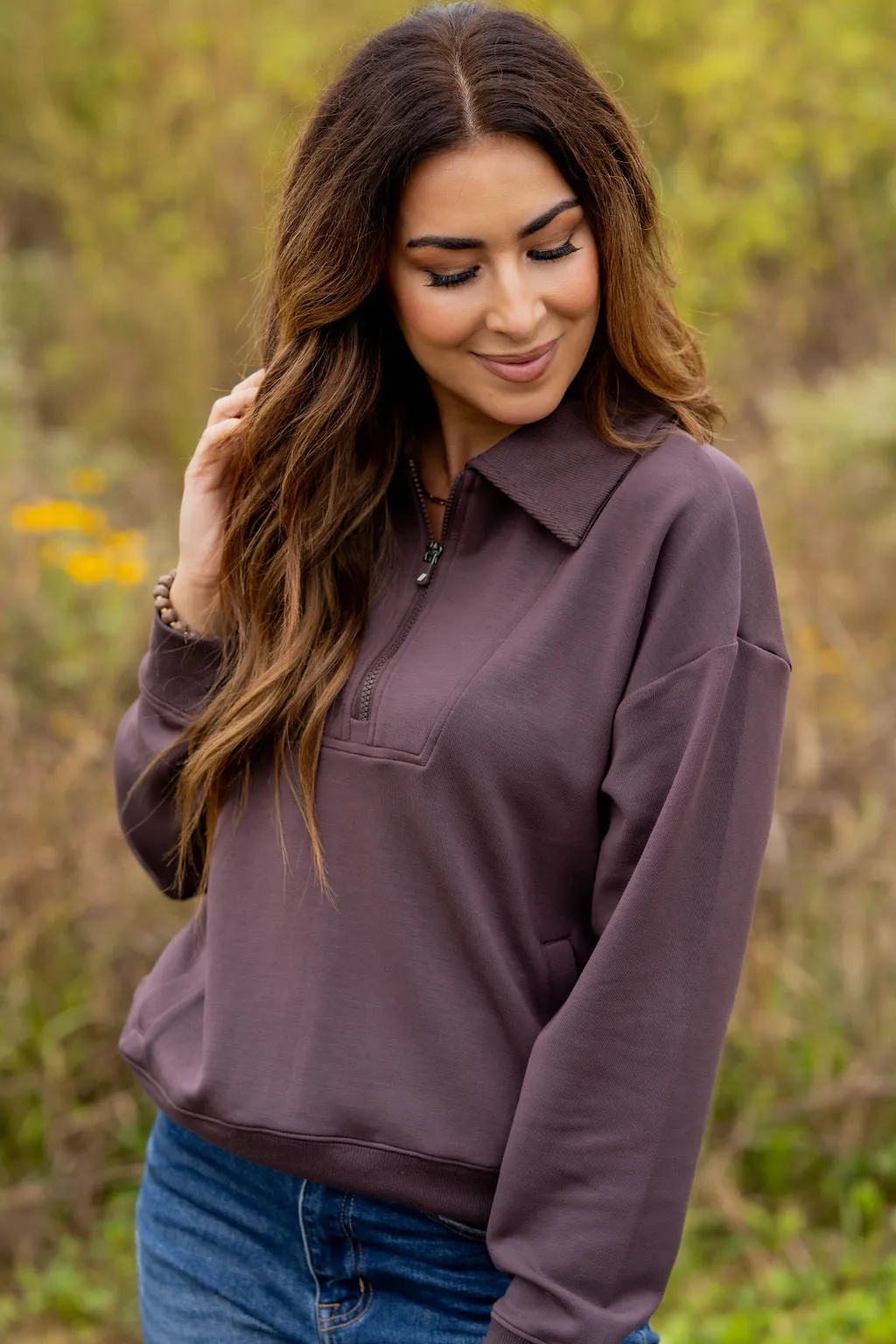 Side Pocket Quarter Zip Pullover
