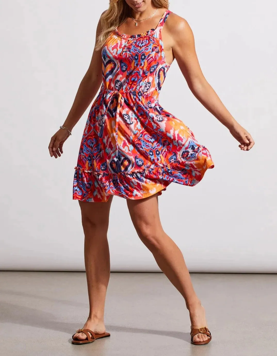 SLEEVELESS DRESS WITH DRAWSTRING WAIST