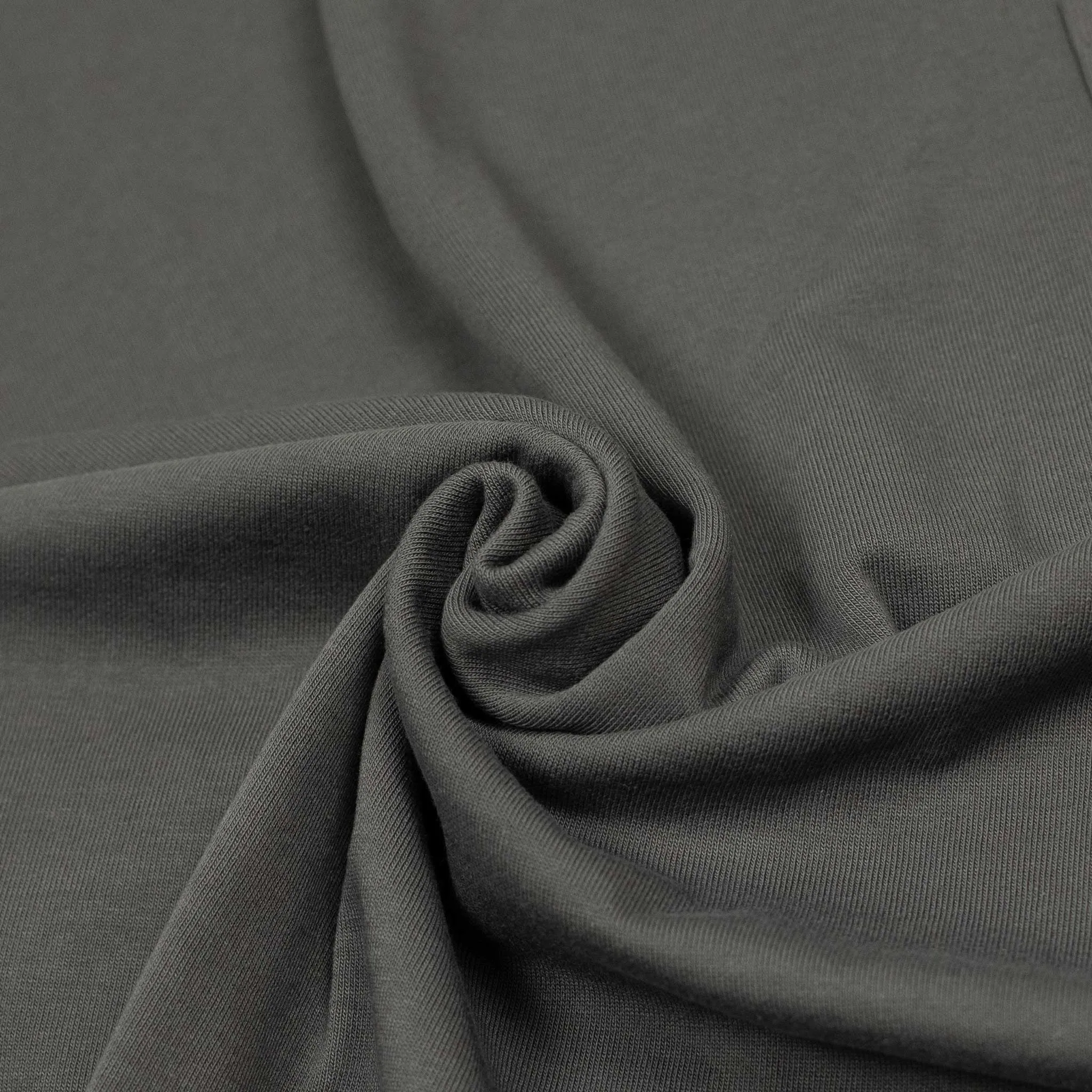 Soft cotton crewneck pocket tee in dark grey