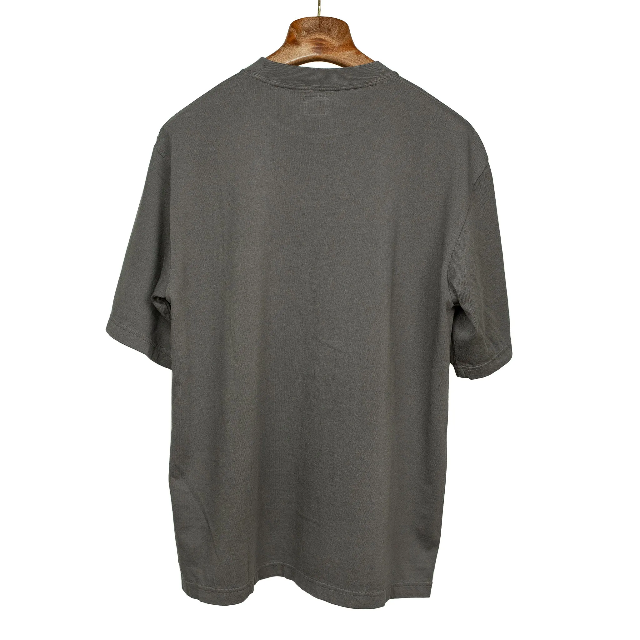 Soft cotton crewneck pocket tee in dark grey