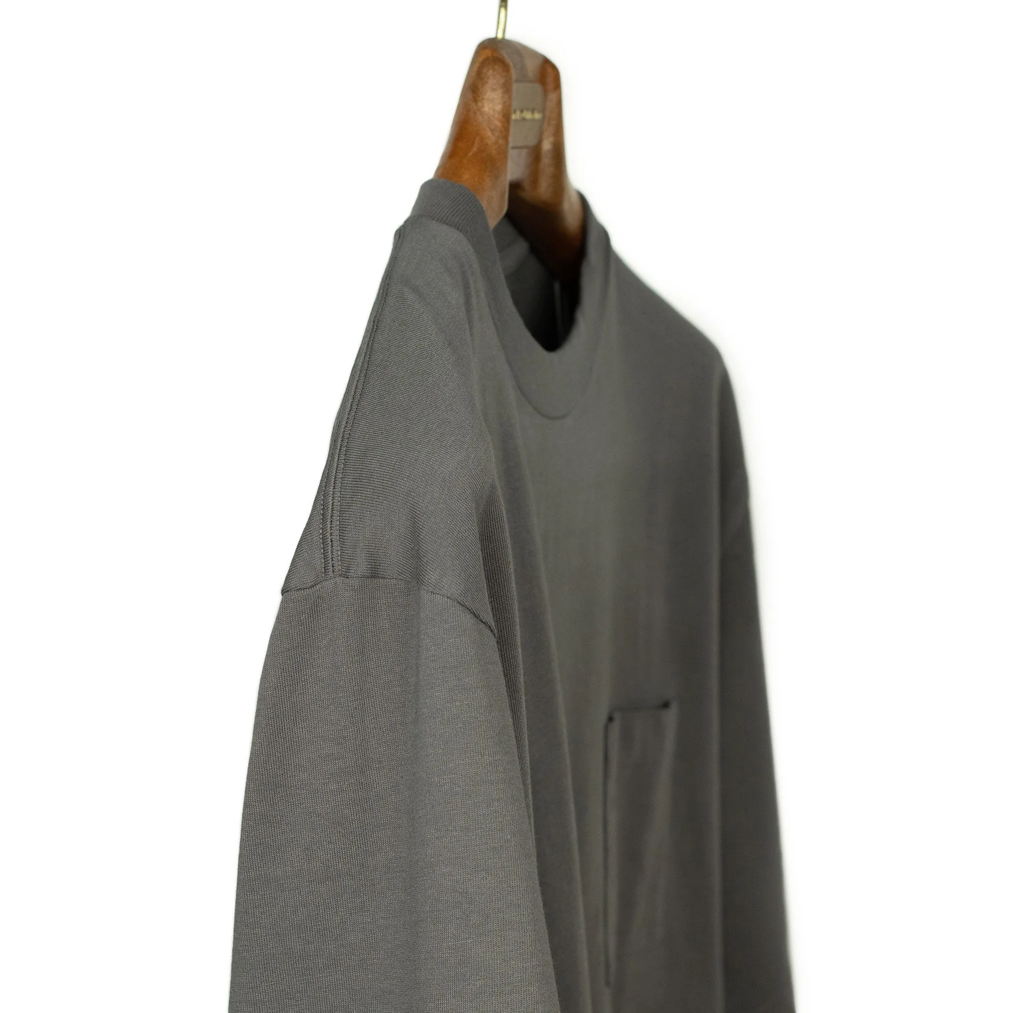 Soft cotton crewneck pocket tee in dark grey