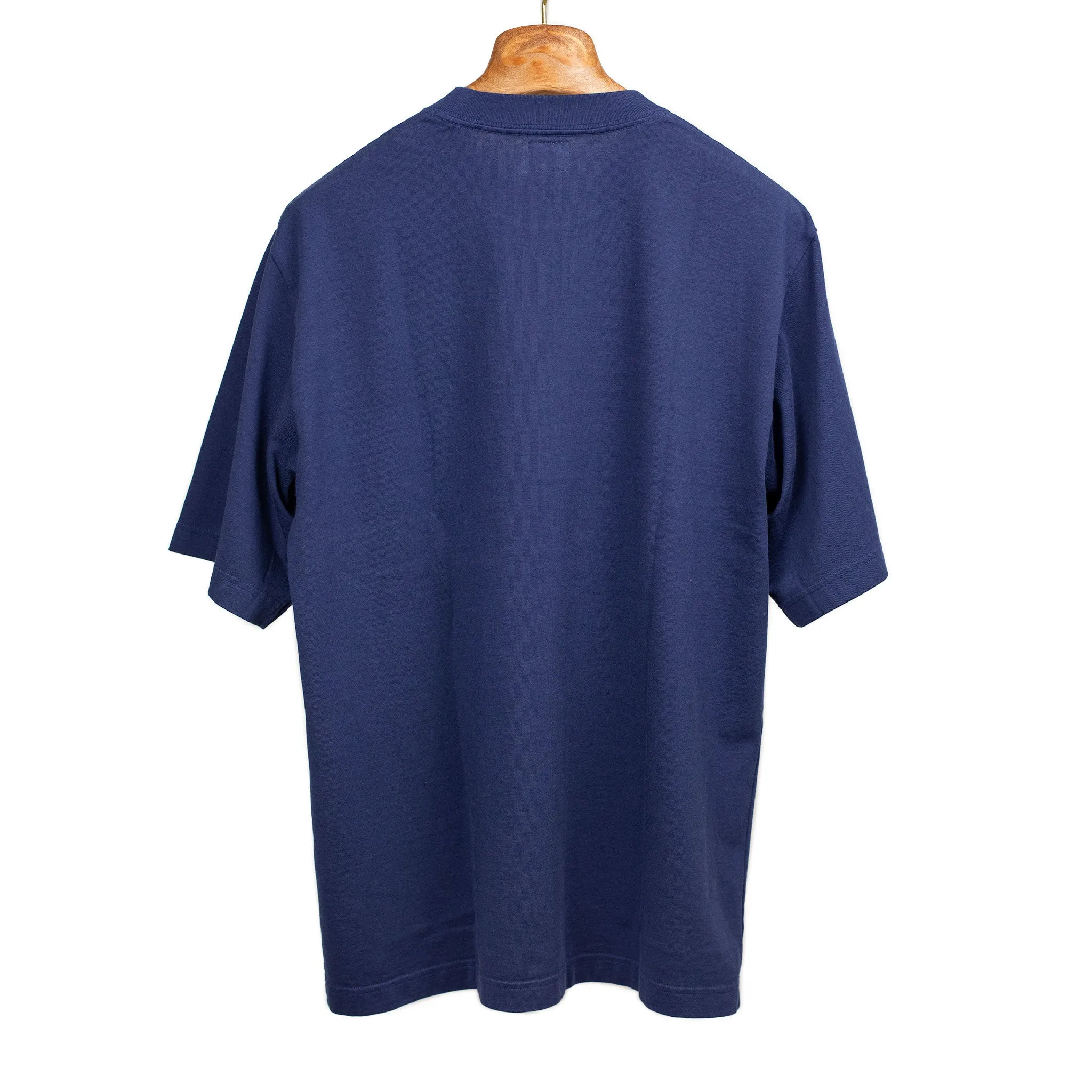 Soft cotton crewneck pocket tee in navy blue