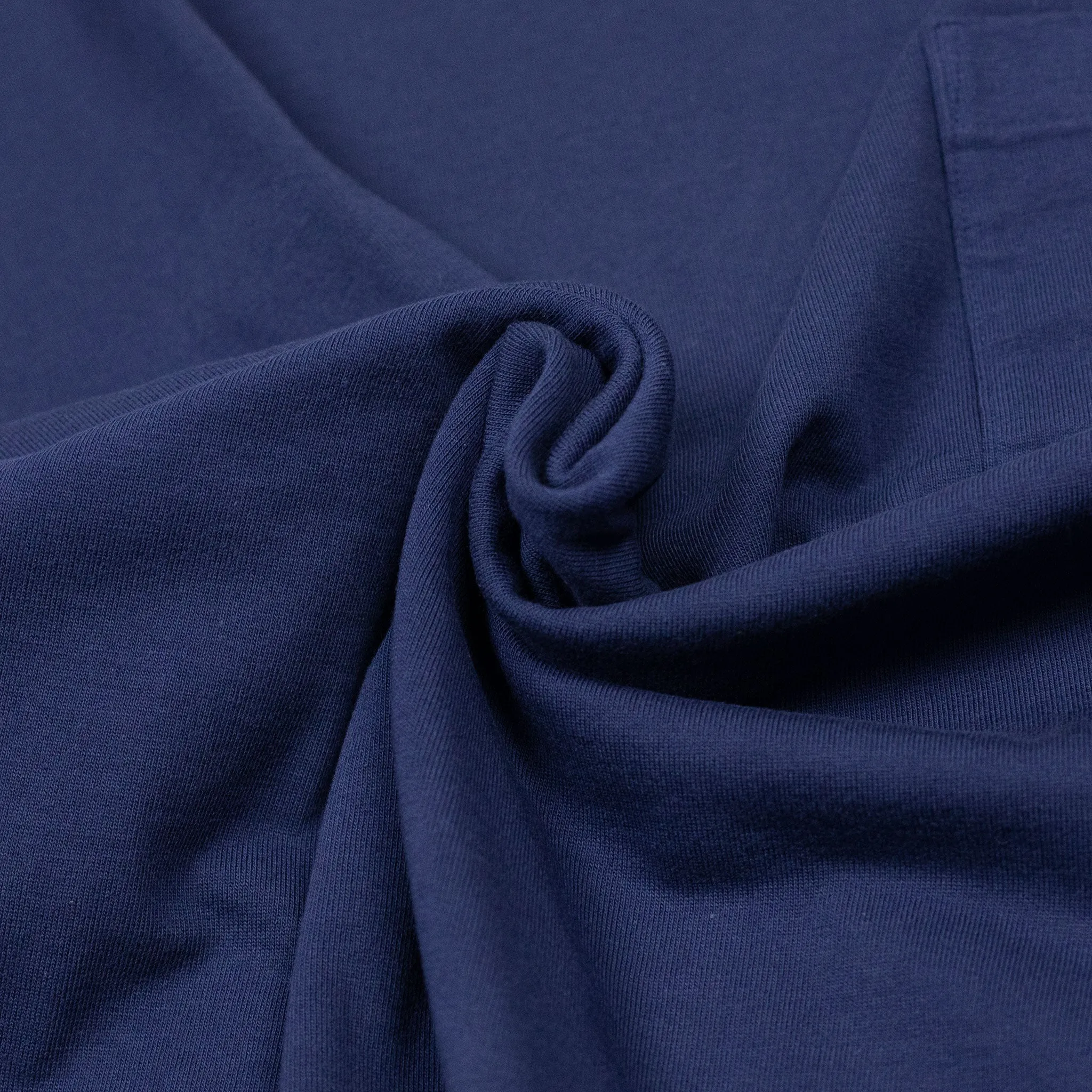 Soft cotton crewneck pocket tee in navy blue