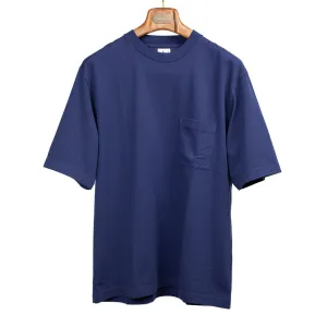 Soft cotton crewneck pocket tee in navy blue