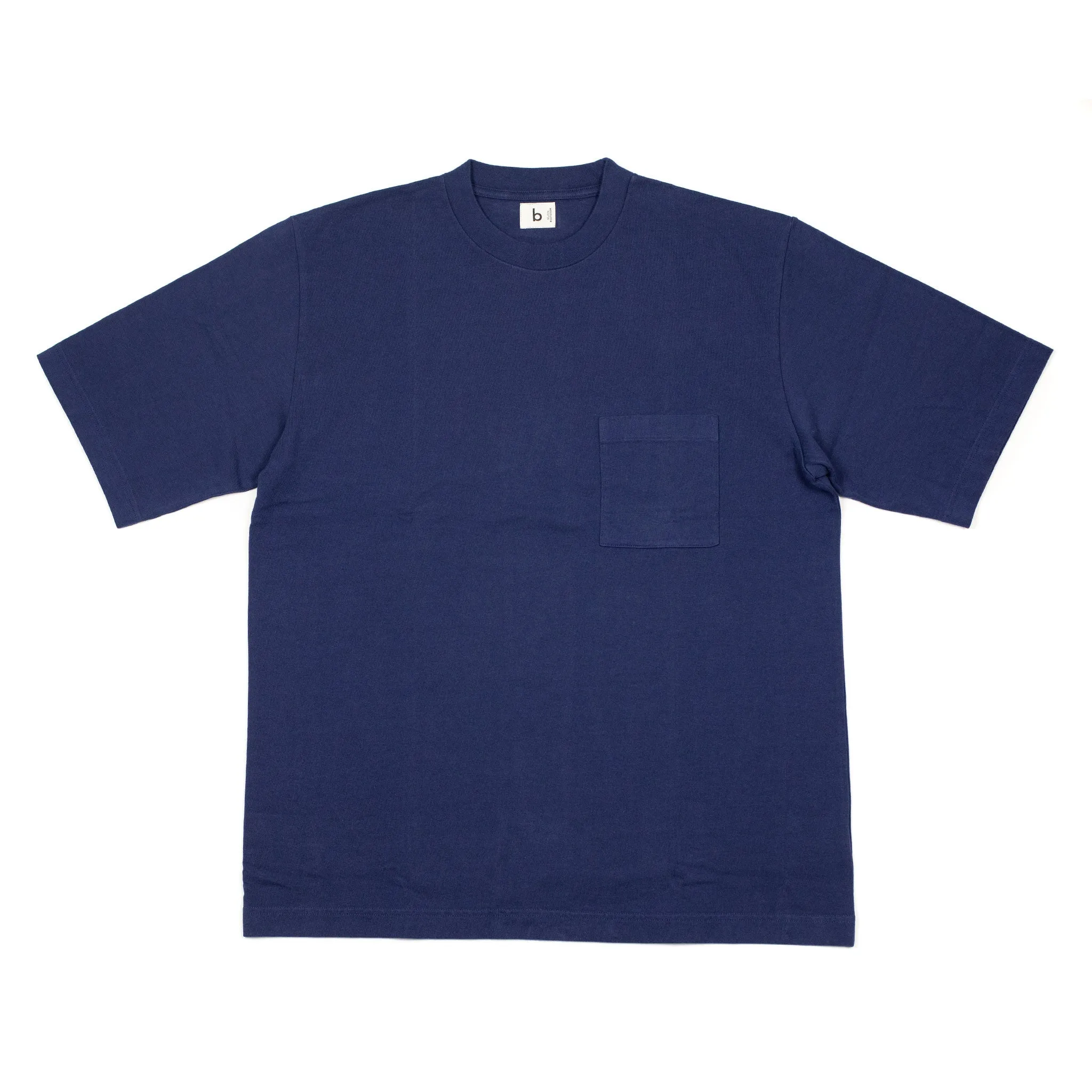 Soft cotton crewneck pocket tee in navy blue