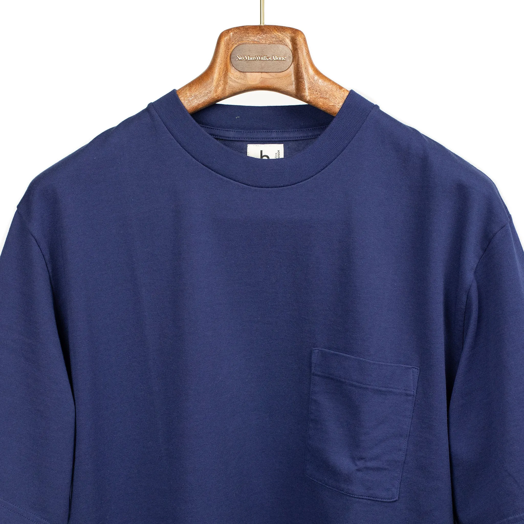 Soft cotton crewneck pocket tee in navy blue