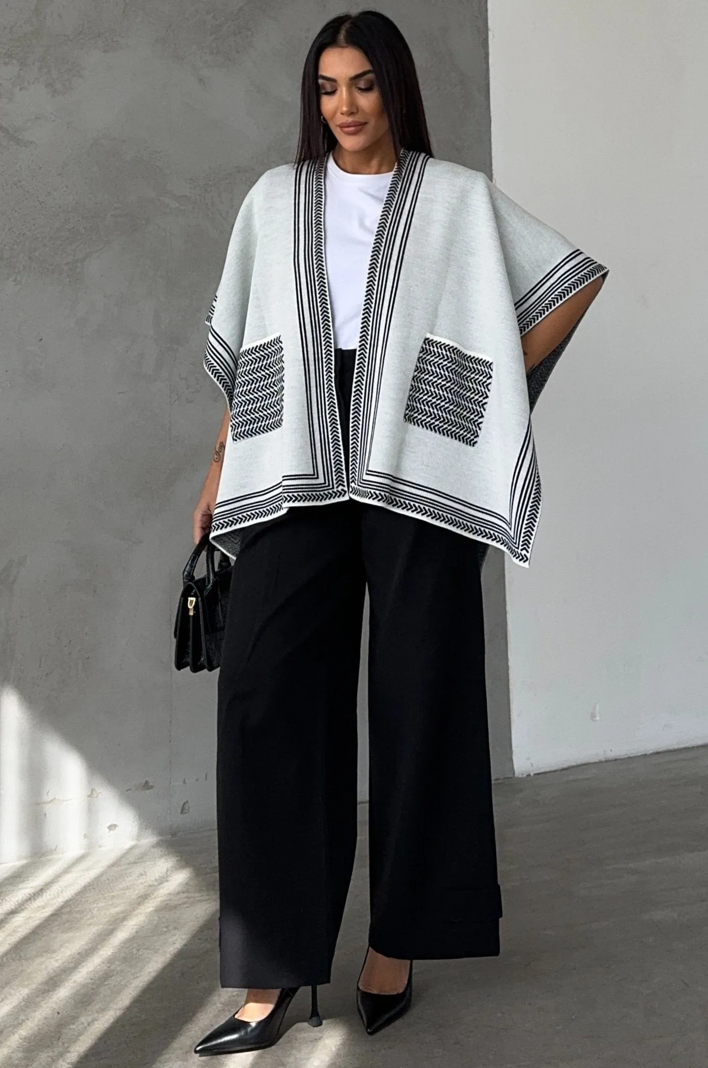 Soft Knit Open-Front Cardigan in Ecru