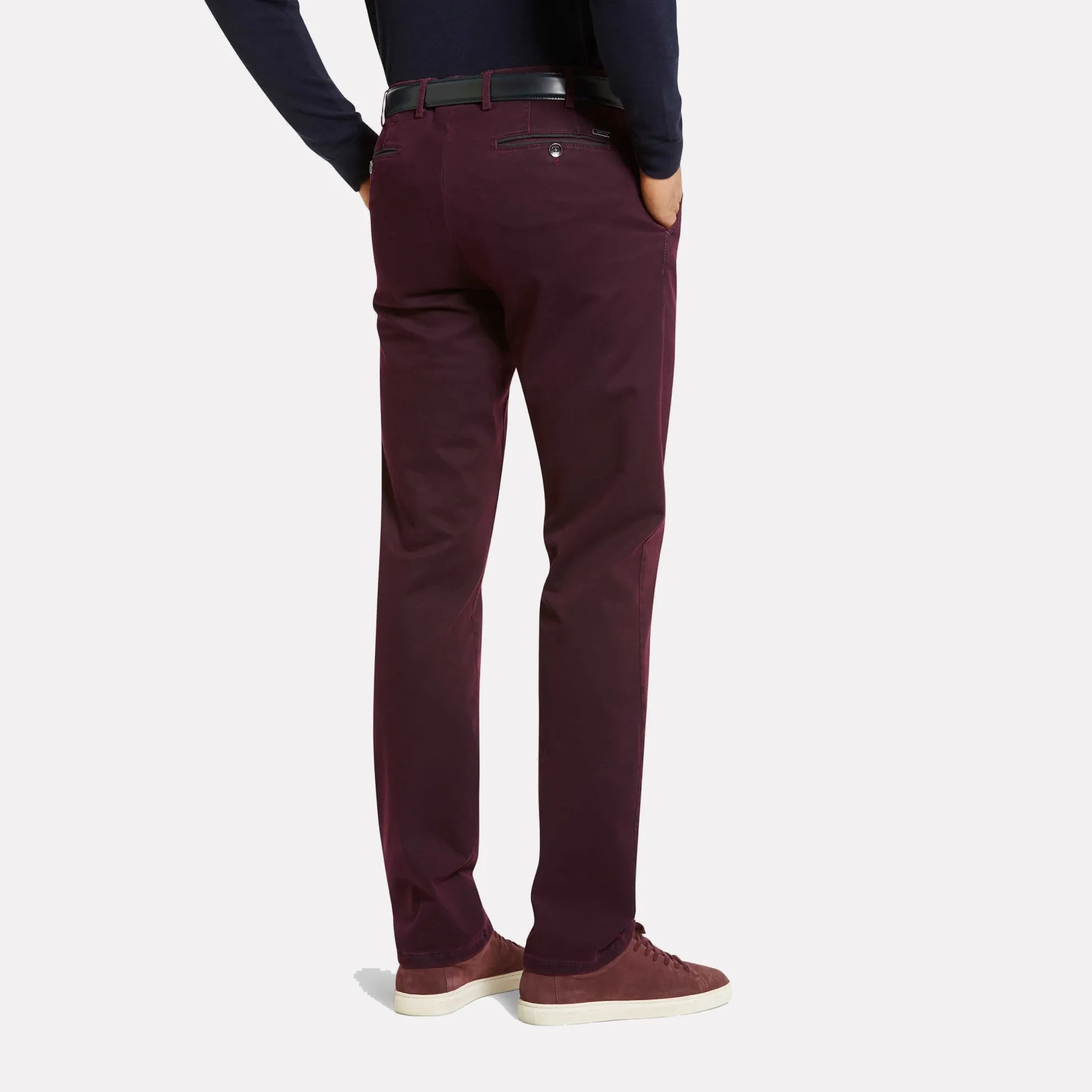 Super Stretch Double-Dye Fine Twill Cotton Chinos / Bordeaux