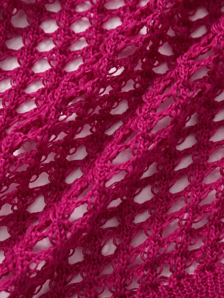 Wenkouban-Spring Casual Outfits Y2K Outfits Open Front Hollow Out Crochet Knit Crop Top