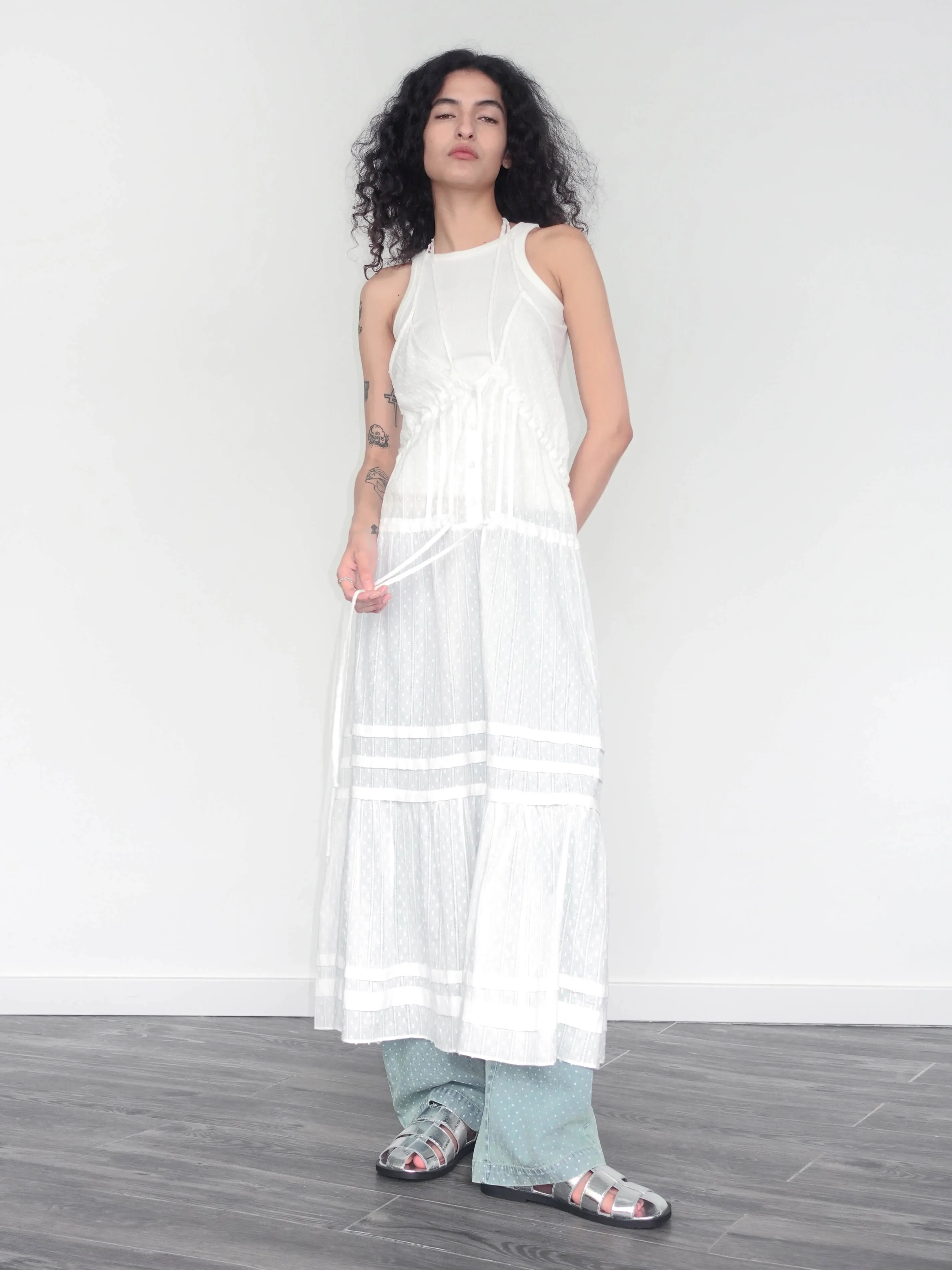 White Lace Halterneck Maxi Dress