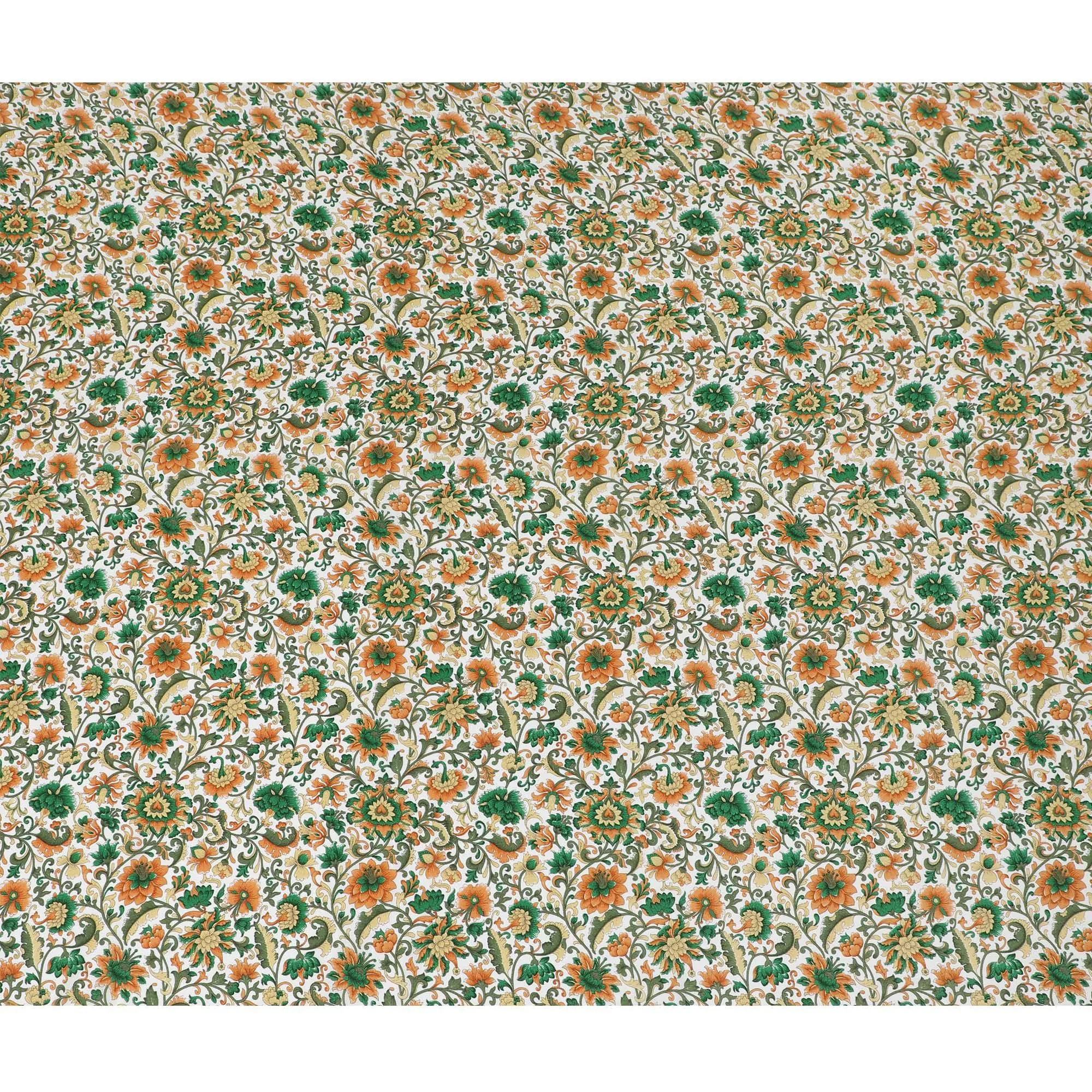 White Premium pure silk crepe fabric with multicolor print in floral design-D17191