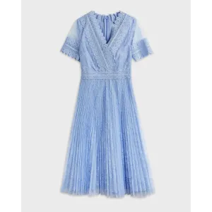 Women Sonyyia-Faux Wrap Lace Midi Dress - Light-Blue
