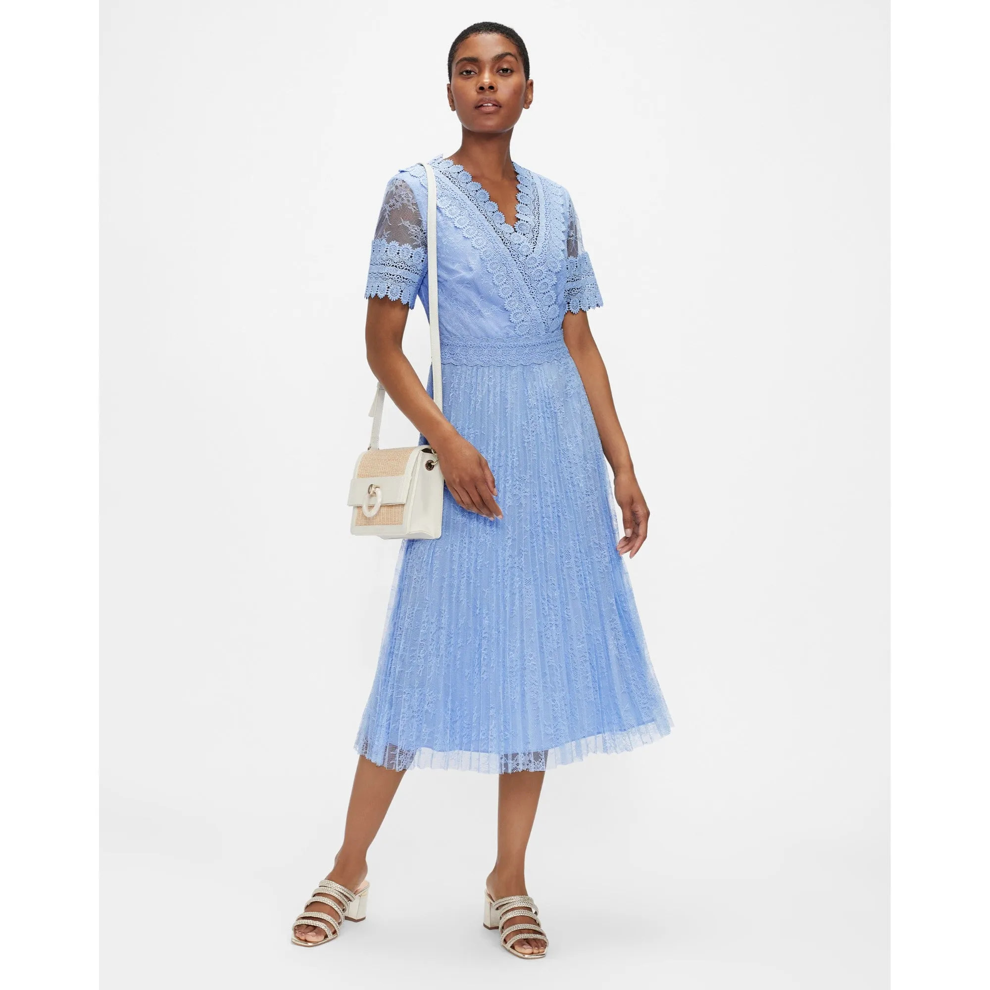 Women Sonyyia-Faux Wrap Lace Midi Dress - Light-Blue