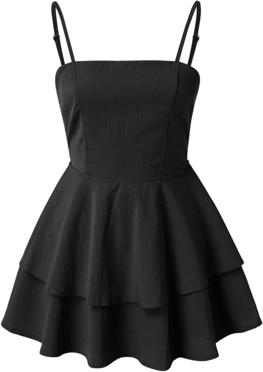 Women Summer Boho Ruffle Short Dress Strappy Layered Flowy Swing Tube Dress Solid Color Casaul Sun Beach Mini Dresses