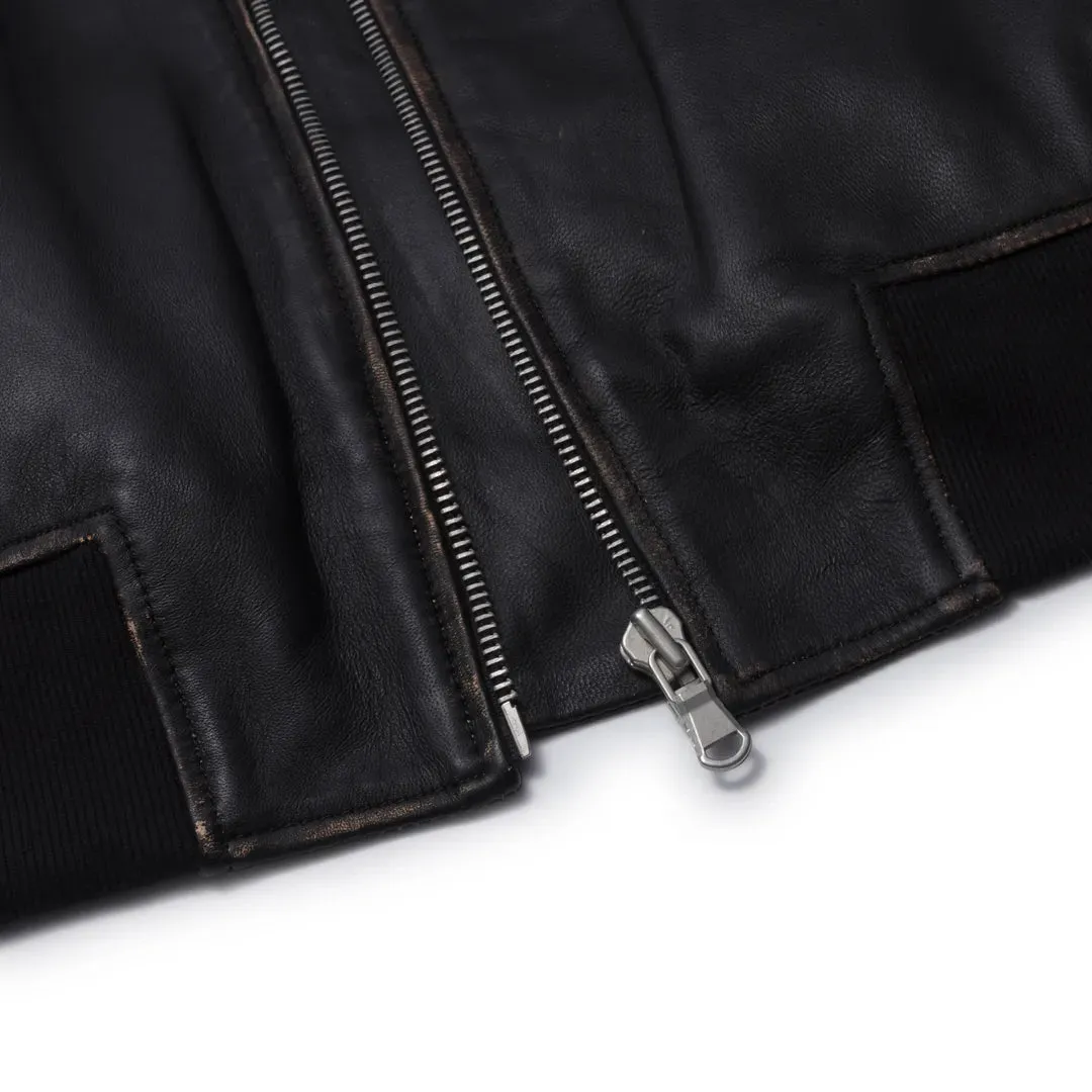 Women's Cropped Bomber Leather Jacket