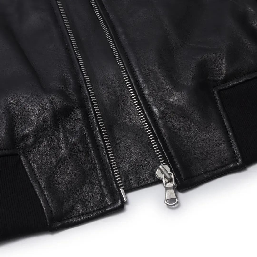 Women's Cropped Bomber Leather Jacket