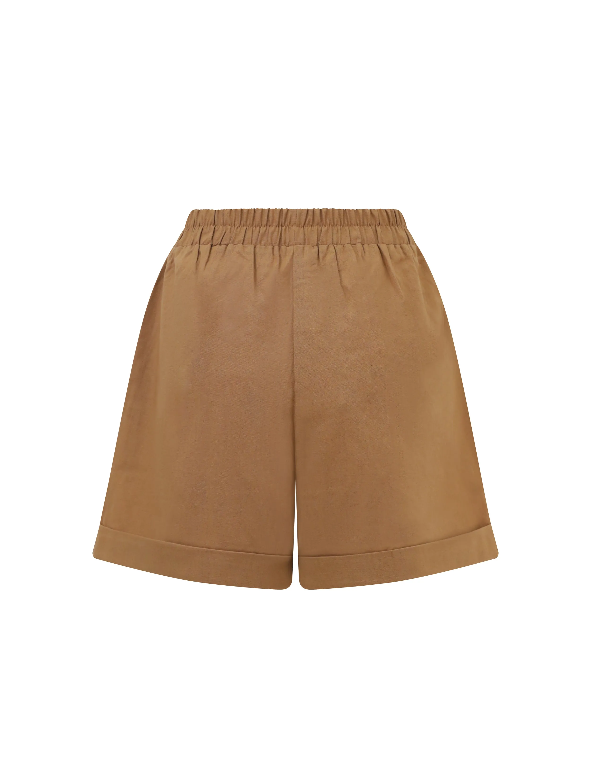 WOMENS HIGH WAIST SHORTS CARAMEL