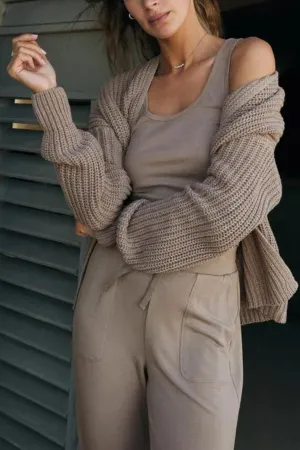 Z Supply: Sutton Rib Cardigan in Heather Taupe